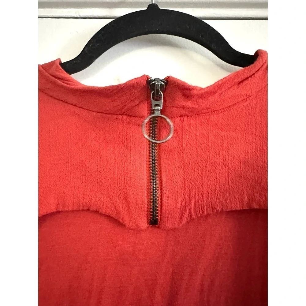 Free People Kitty Kat Orange-Red Mini Cutout Back Sleeveless Dress - Large - Picture 6 of 7